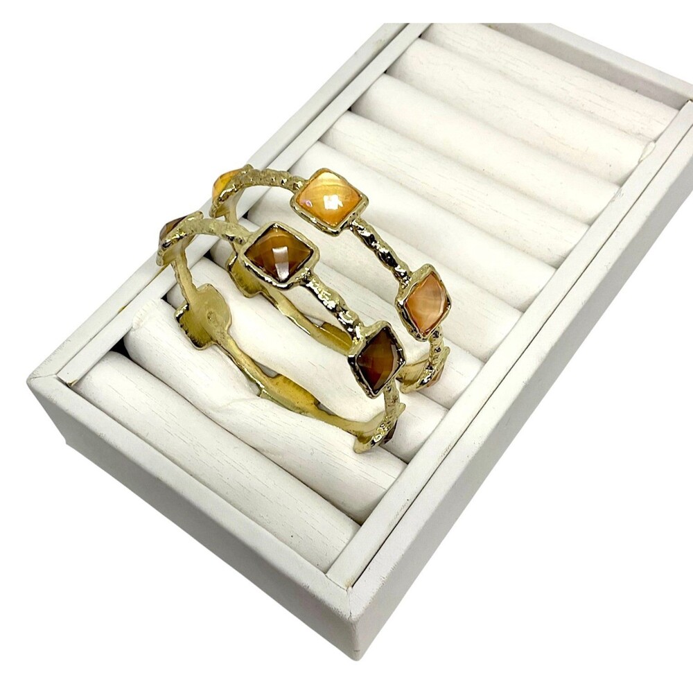 Quality Fashion Gold Tone Bangles with Faux Gemstones